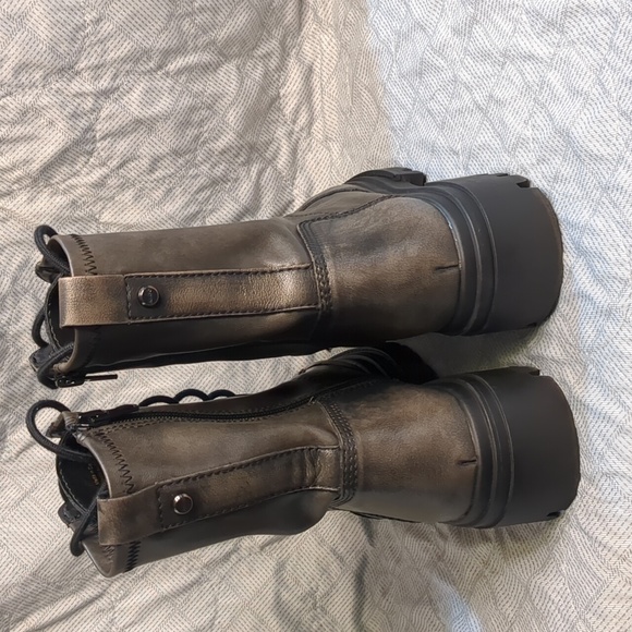 Aldo Metallic Brown Women's Combat Boots - Picture 5 of 16